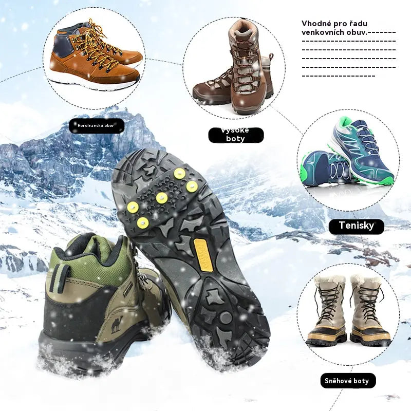 👴🚶🏔️❄️Kupte 1 pár, 1 pár dostanete zdarma🔥Neviditelné 5zubé protiskluzové návleky na mačky, venkovní mačky, vhodné pro turistiku ve sněhu, horolezectví, horolezectví a zimní ledové plochy, nezbytnost pro seniory.
