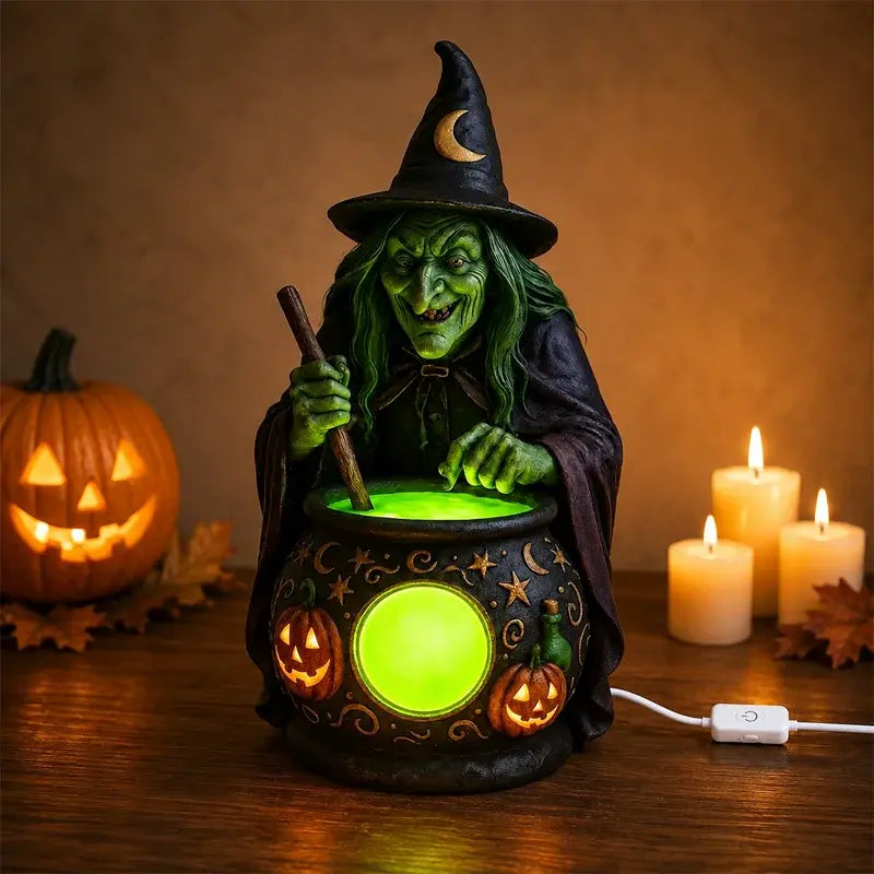 🧙♀️🎃Halloweenská socha čarodějnice v kotli