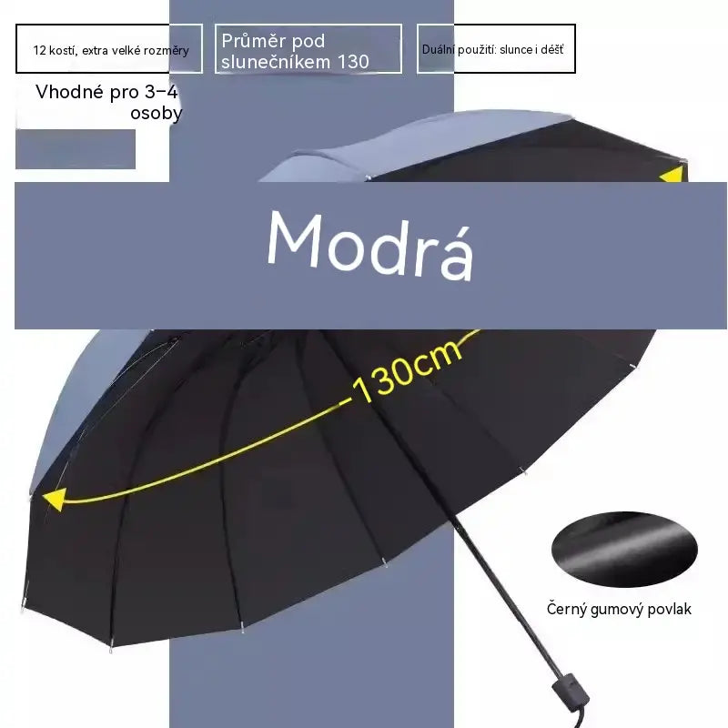 ☔ Skládací deštník s 12 žebry – větruodolný, vodotěsný a lehký do deště i slunce 🌞