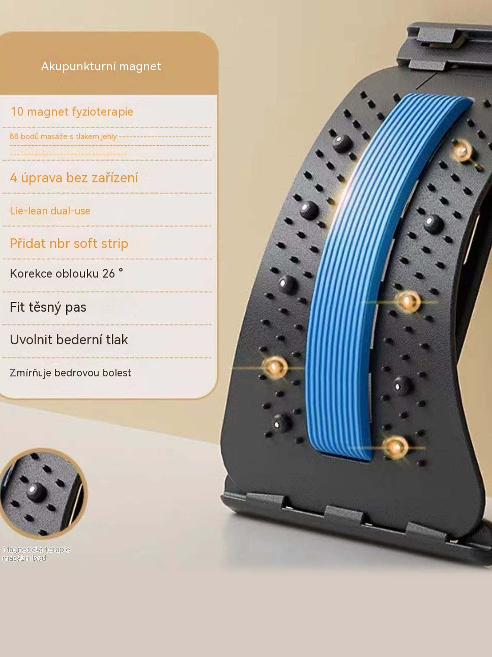 🎖️Úleva 3 v 1 Magnet, akupresura a trakce Magnetická terapie Akupunktura Masáž Lumbální tlakoměr