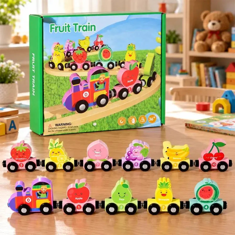 👶🚆Dětské dřevěné magnetické stavebnice s čísly, malá vláčková hračka pro vzdělávání v raném dětství a rozpoznávání čísel.
