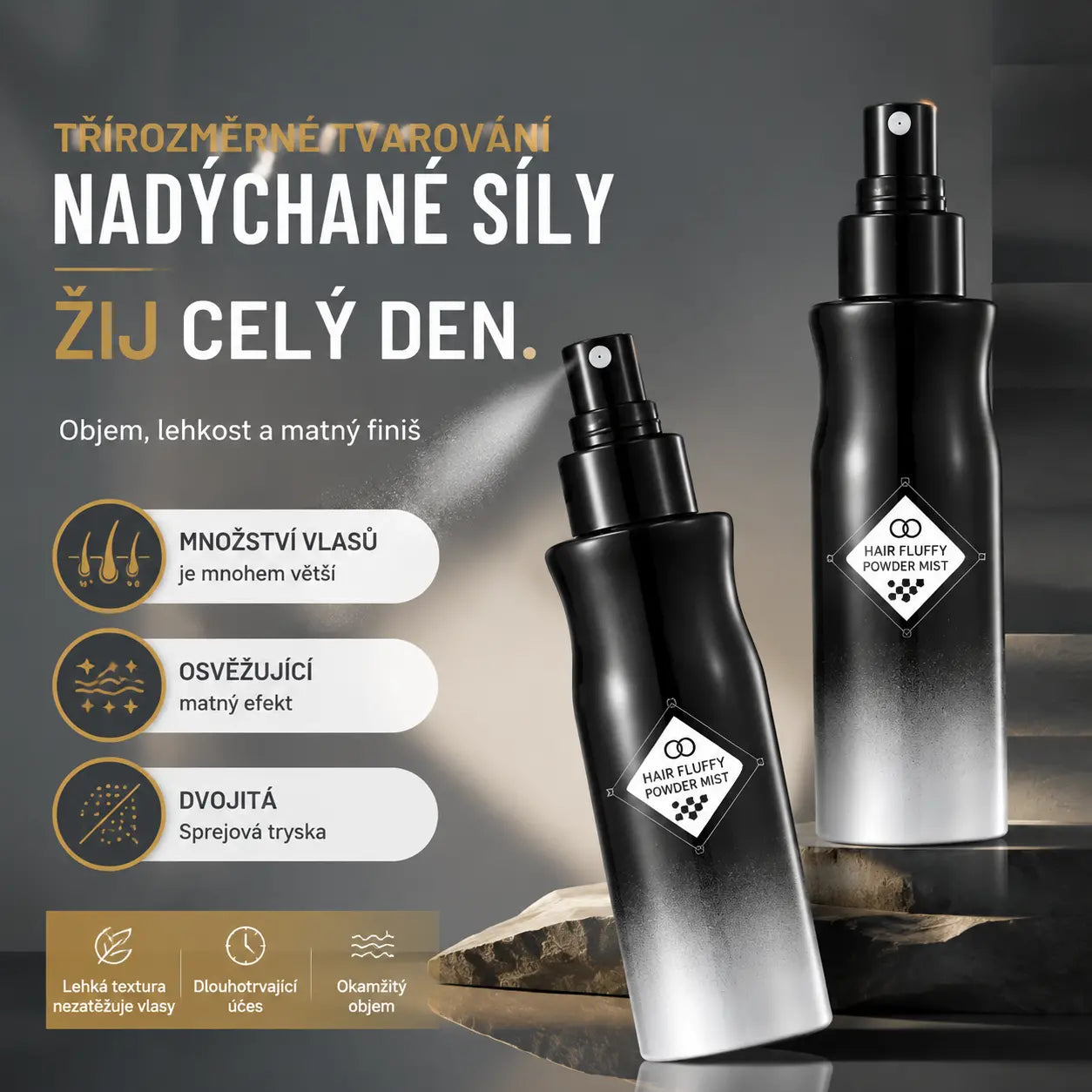 💦📢【2 lahve】Lak na vlasy - osvěžující, líný, objemový a uhlazující sprej