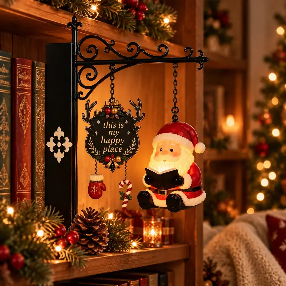 🎅💡Dekorativní osvětlená ozdoba na knihovnu s vánoční tematikou