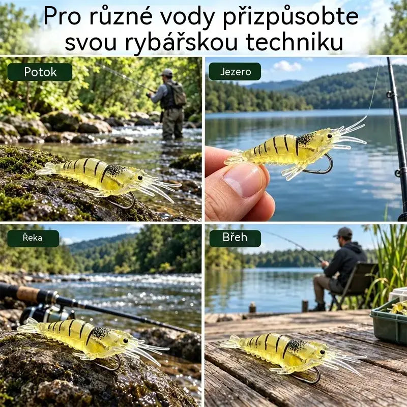 ⏰ Časově omezená nabídka: Poloviční cena ✨ Bionická měkká nástraha na krevety | Vysoce realistická s přirozeným pohybem; odolná proti roztržení a trvanlivá; vhodná pro rybolov ve sladké i slané vodě 🎣