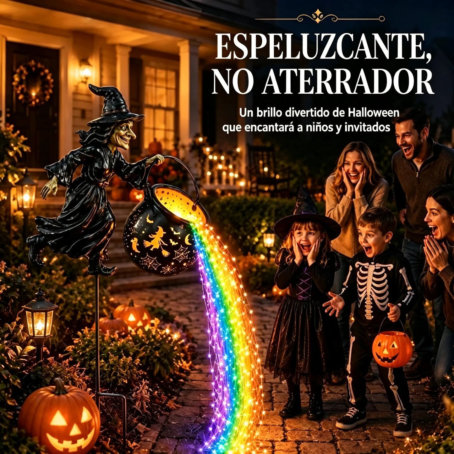 🧙♀️🎃 Zahradní lampa Čarodějnický kotel s LED světlem – Úžasná venkovní dekorace 🔮✨