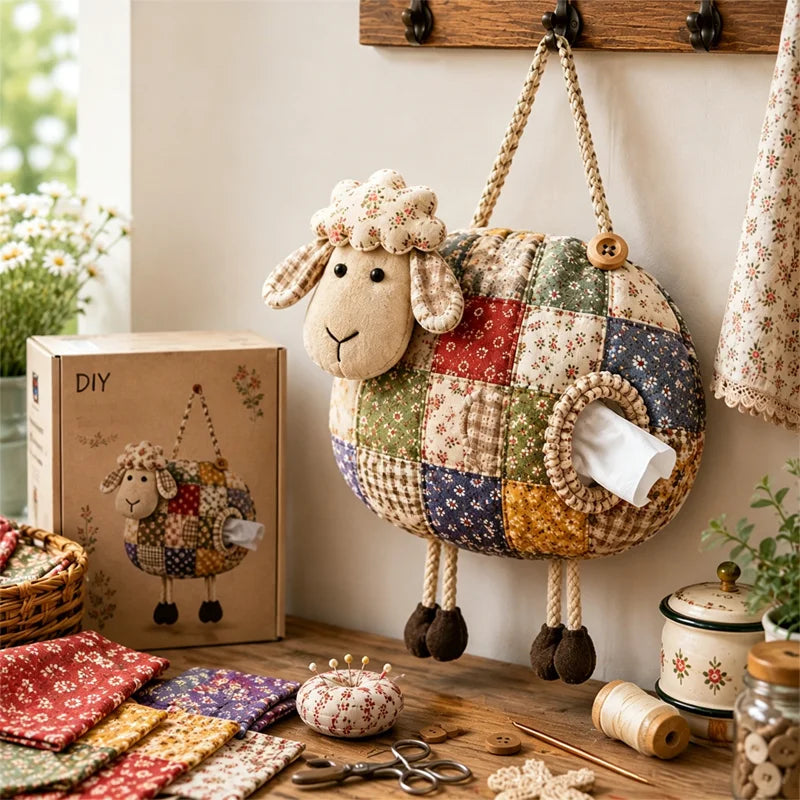 🧵Krabička na ubrousky s motivem zvířátek v retro stylu🐑