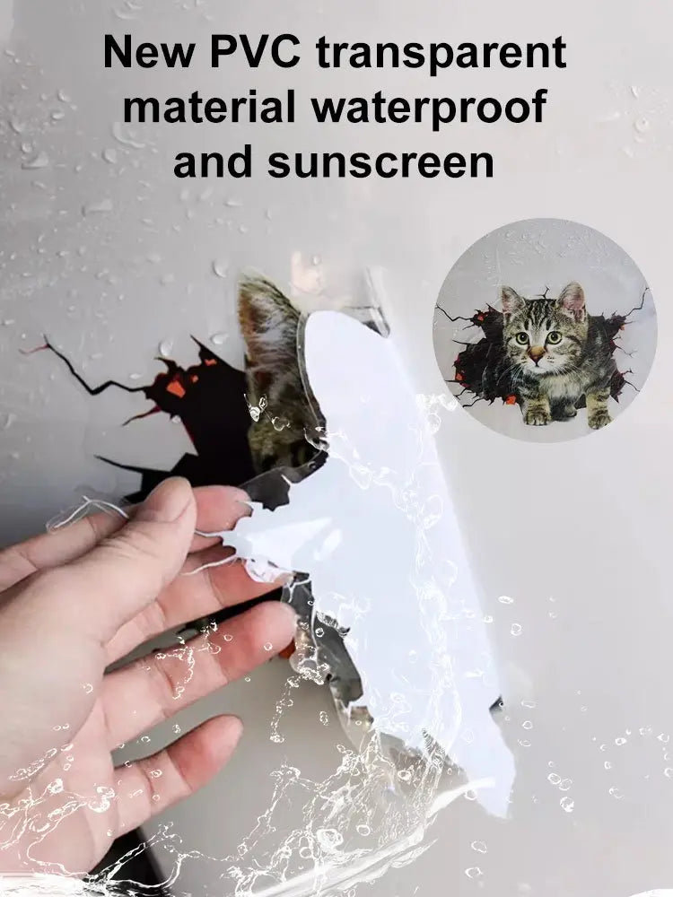 【11 ks】🐱Trojrozměrná samolepka ve tvaru kočky a auta, lze použít jako samolepky na zeď do koupelny, ložnice a obývacího pokoje