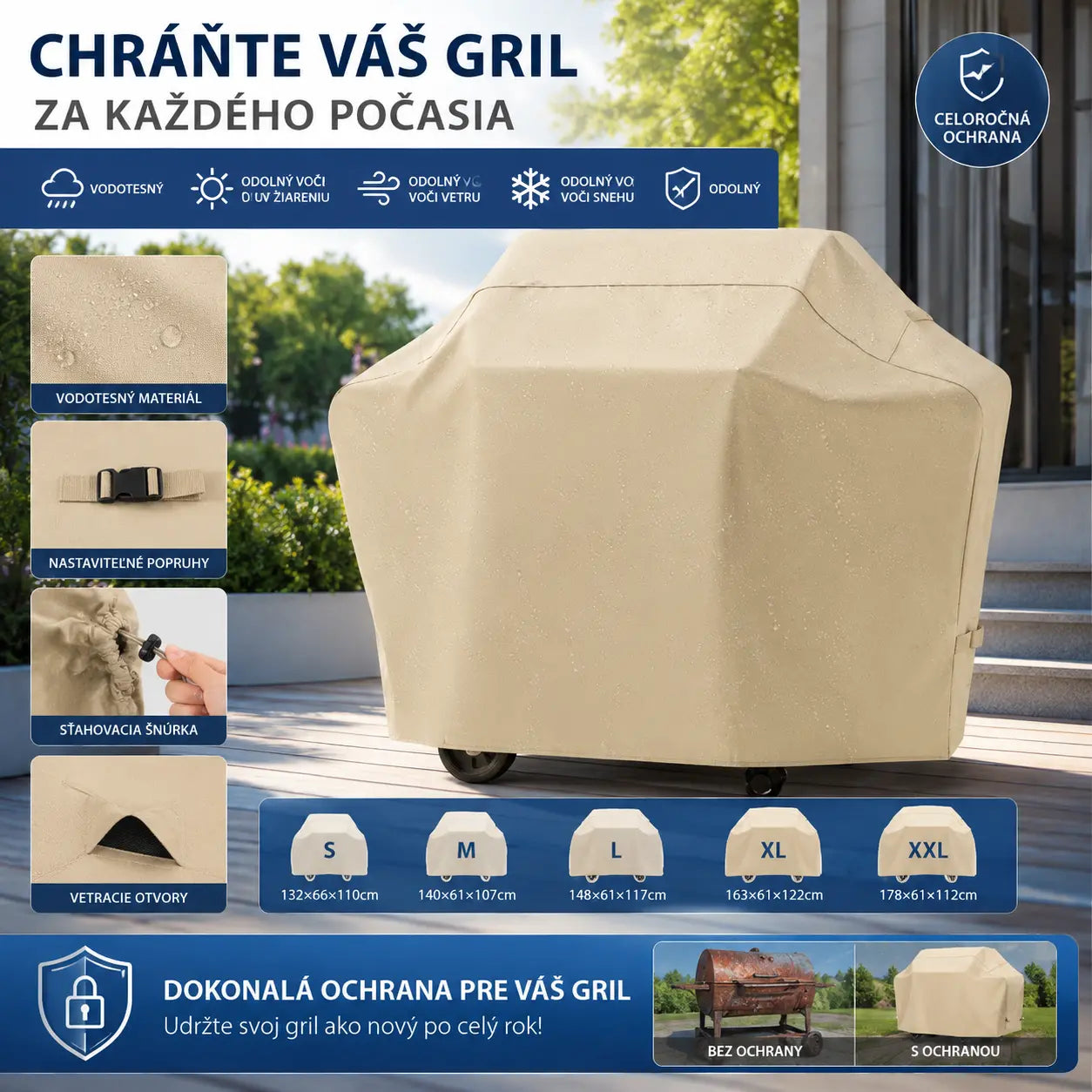 💦 Vysoce voděodolný kryt na BBQ gril – Dokonalá ochrana pro vaše grily! 🔥