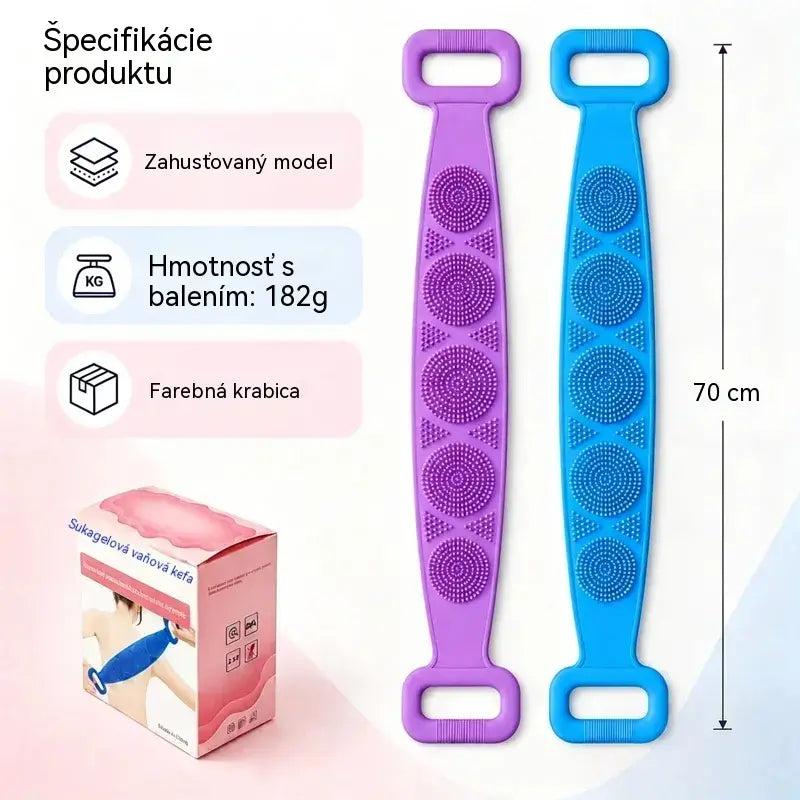 🔥Kupte 1, získejte 1 zdarma🔥🛁 Oboustranná silikonová rukavice do koupele – extra dlouhá tělová drhnoucí houbička pro snadné čištění zad