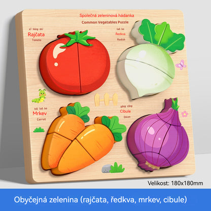 👧🏻🧩Dřevěné 3D puzzle Montessori pro vzdělávání v raném dětství