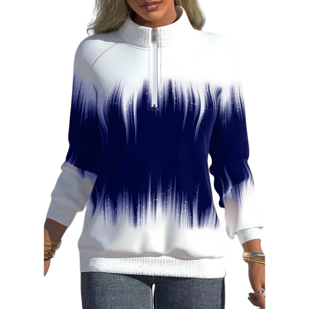 😍 50% sleva 💜【S-5XL】Nová dámská mikina s vysokým výstřihem a gradientními barvami