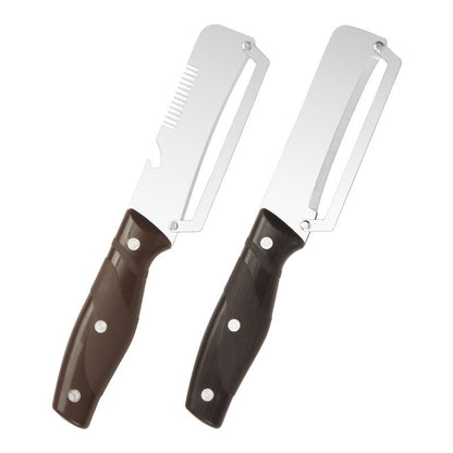 ✅【Kupte 1 a získejte 1 zdarma!】🧅🔪 Multifunkční kuchyňská škrabka 3 v 1: Loupe, kráje a otevírá láhve! 🔥