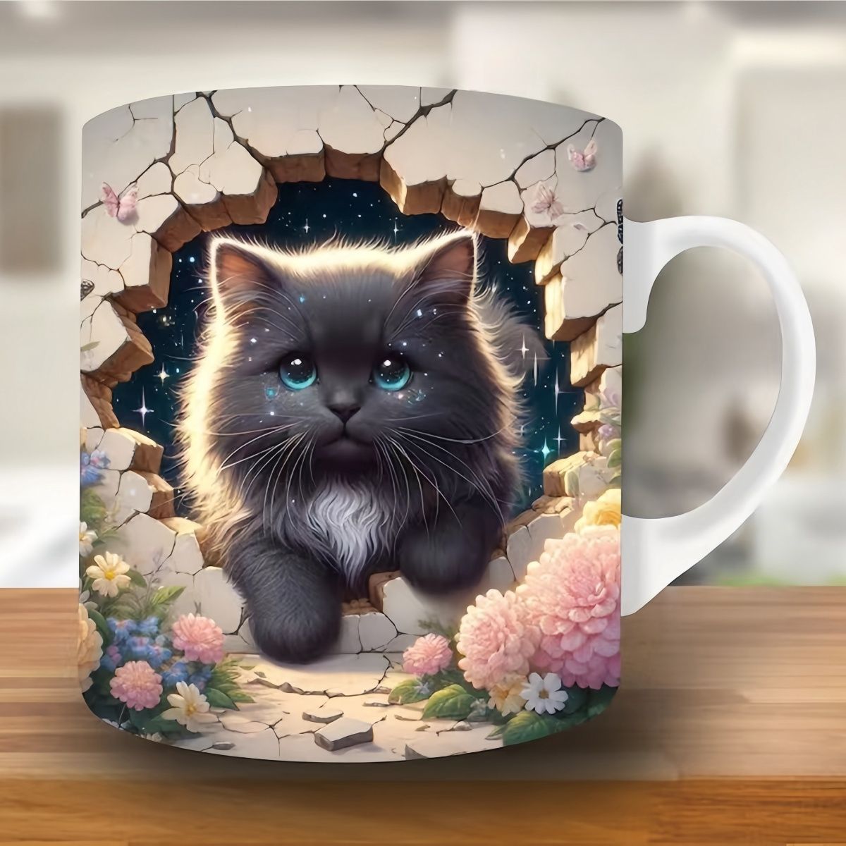 🎁 Kreativní hrnek na kávu s kočkou, vynikající dárek