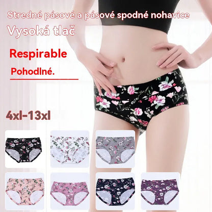 💕【7/14 kusů】Pohodlné bavlněné antibakteriální dámské spodní prádlo, módní potisky, plus size