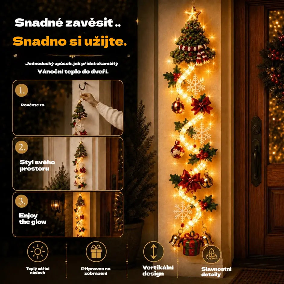 🎄🎃Poslední den! 🎅Užijte si 49% slevu na osvětlené vánoční dekorace na dveře!