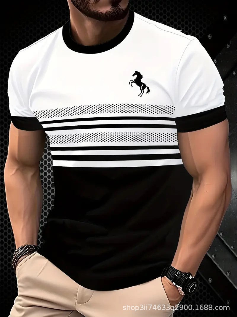 【Kupte 1, získejte 1 zdarma】🔥 Pánské moderní tričko s grafickým potiskem a kulatým výstřihem – ležérní streetwear tričko ze směsi bavlny