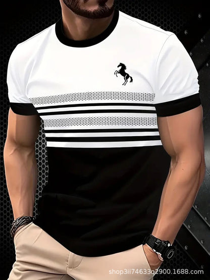 【Kupte 1, získejte 1 zdarma】🔥 Pánské moderní tričko s grafickým potiskem a kulatým výstřihem – ležérní streetwear tričko ze směsi bavlny