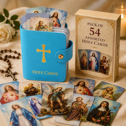 ✝️ Katolické pouzdro na svaté karty z pravé kůže - kapesní organizér na modlitební karty se zipem.