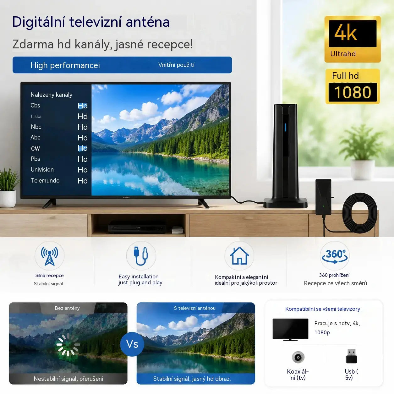 🔥Vnitřní HD digitální televizní přijímač🌐