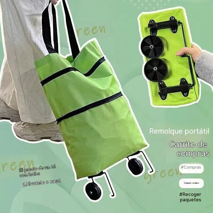 🛒🔥【Nejprodávanější produkt】Skládací nákupní taška a batoh 2 v 1, lehká nákupní taška/přepravní vozík s kolečky