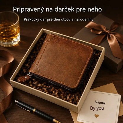 ✨🎁Retro pánská peněženka z umělé kůže se zipem, pouzdrem na karty/skládací peněženkou na mince.