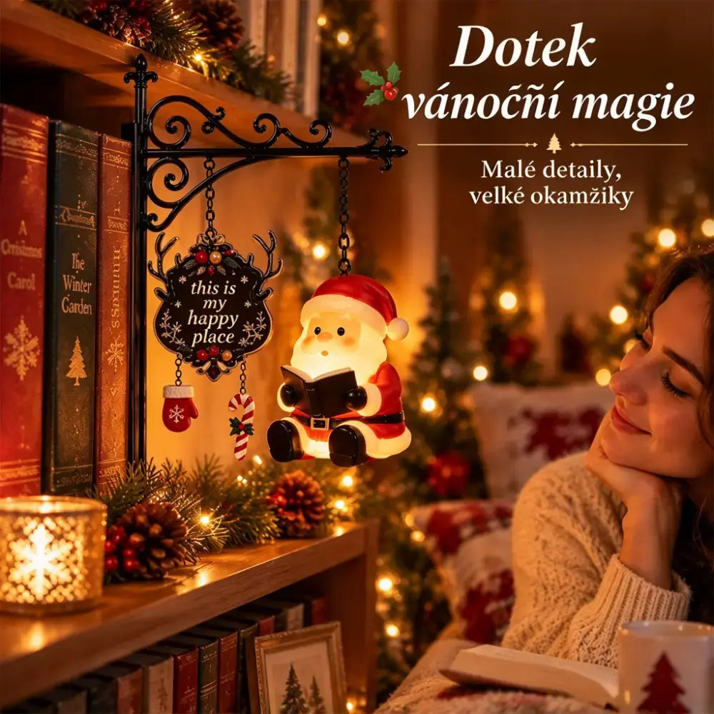 🎅💡Dekorativní osvětlená ozdoba na knihovnu s vánoční tematikou