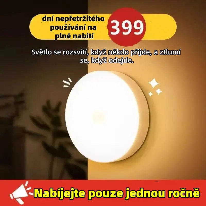 🏡💡【Kupte 2, získejte 3 zdarma】Inteligentní LED světlo, které detekuje lidské tělo, snadno se nabíjí a je praktické