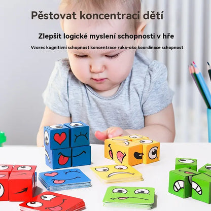 🔥✨Dřevěná hračka Rubikova kostka, která mění obličej