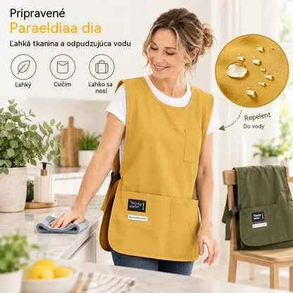 👩‍🍳✨ Nepromokavá a skvrnám odolná vesty zástěra – ideální pro vaření, řemesla a zahrádkářství, pohodlný střih 🛡️