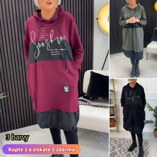 🔥🔥【S-5XL】【Koupit 1 a získat 1 zdarma】🥰 2025 nové podzimní a zimní módní velké šaty s potiskem