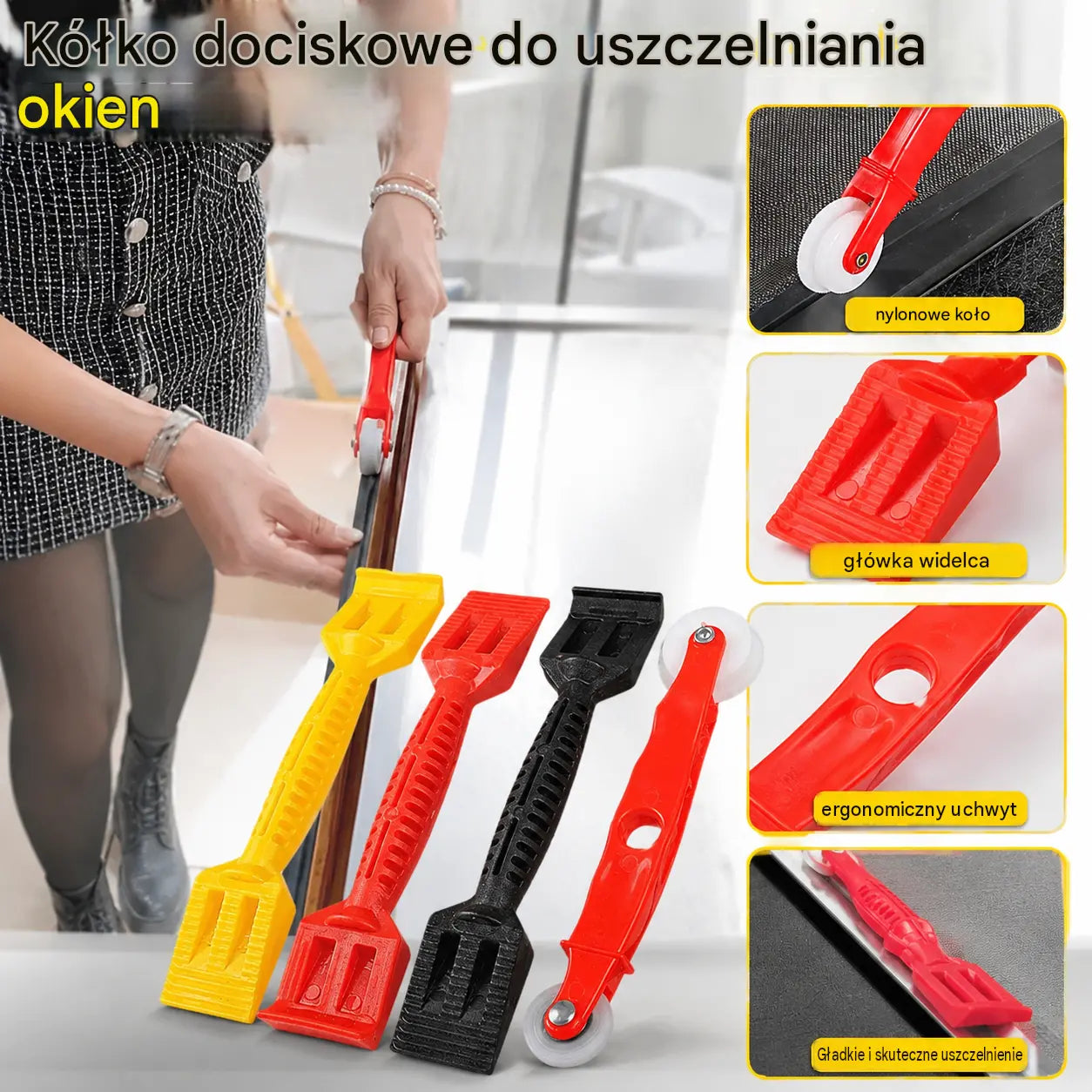 【1 sada 4 ks】Instalace okenní síťky Těsnicí páska na okno Přítlačné kolečko Nástroj pro instalaci těsnicí pásky na okno