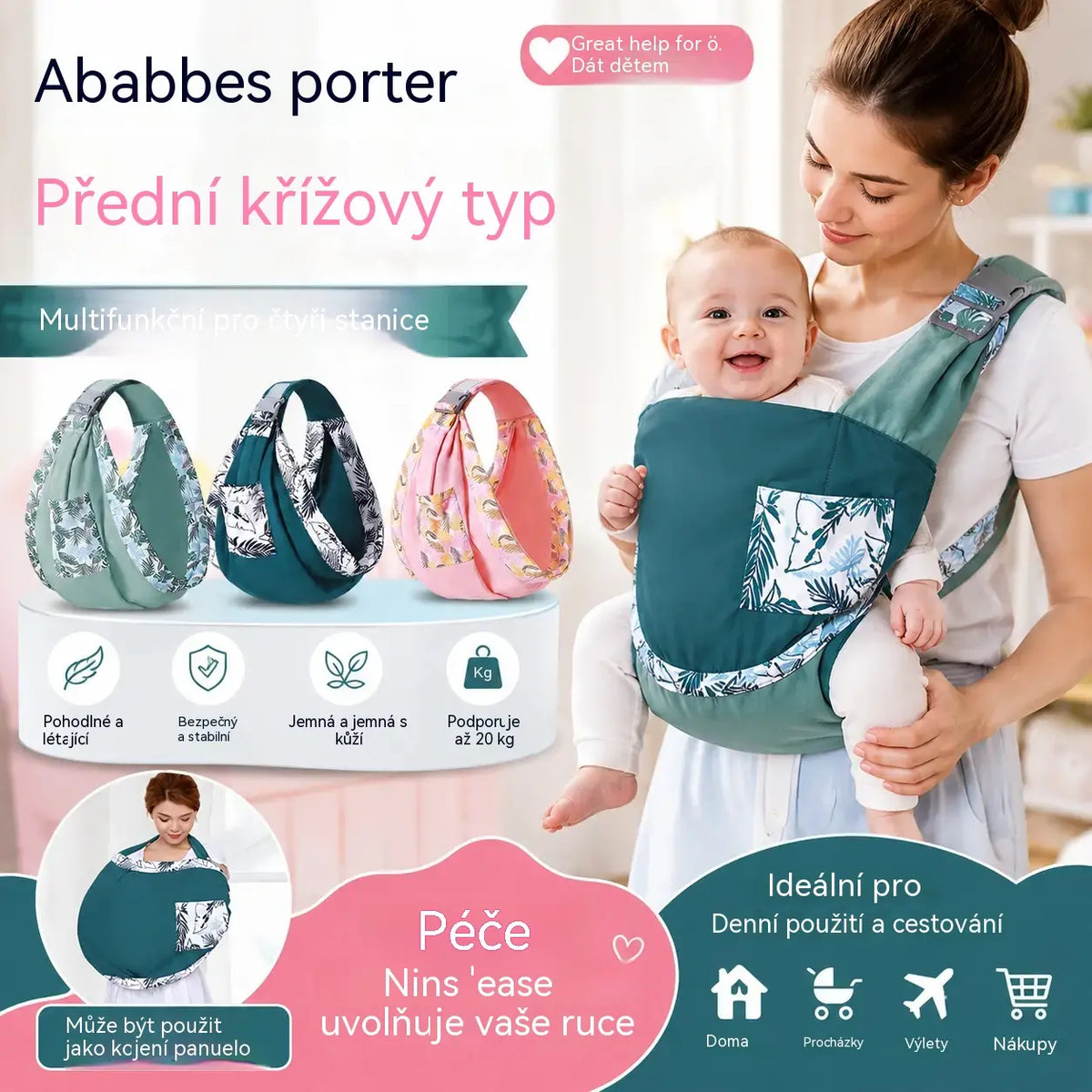 👶 Lehké ergonomické nosítko pro miminka | Ideální na procházky a cestování ✈️