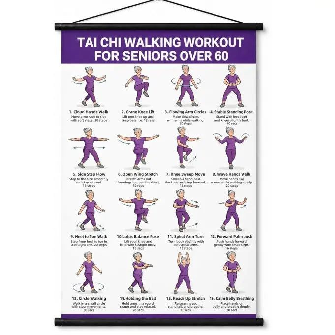 ☯️💪 Plakát s cviky Tai Chi pro seniory