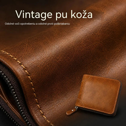 ✨🎁Retro pánská peněženka z umělé kůže se zipem, pouzdrem na karty/skládací peněženkou na mince.
