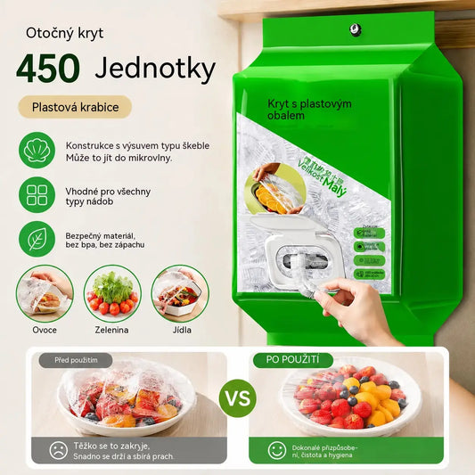 🥗✨ 450 jednorázových víček na potraviny | Pružná víčka na talíře, misky a nádoby