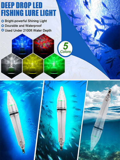 🐟🚨 Multicolor underwater fish attractor light – transparent flashing light for night fishing