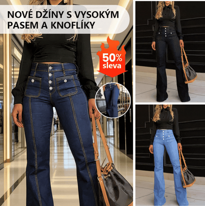 👖Dámske módne rozšírené rifle s vysokým pásom