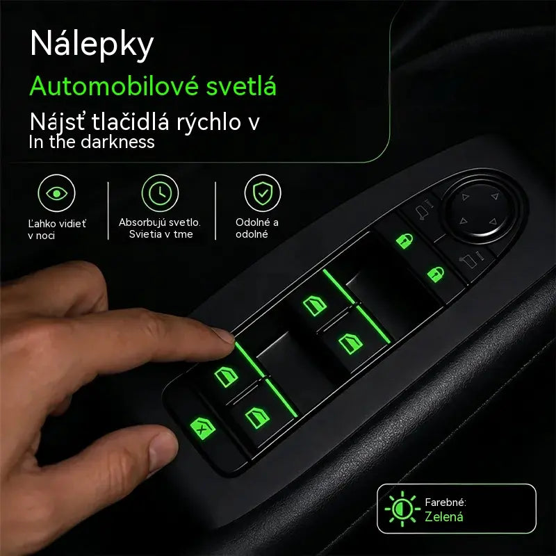 (4 položek) Běžná cena 470 Kč🚗 Fluorescenčné nálepky na tlačidlá do auta | Okamžite vyhľadajte ovládacie prvky, aj v noci