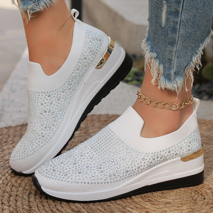 [Size:37-44] Dámské ležérní tenisky ze síťoviny s kamínky a nazouváky
