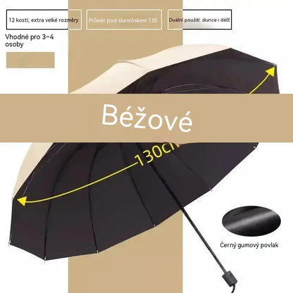 ☔ Skládací deštník s 12 žebry – větruodolný, vodotěsný a lehký do deště i slunce 🌞