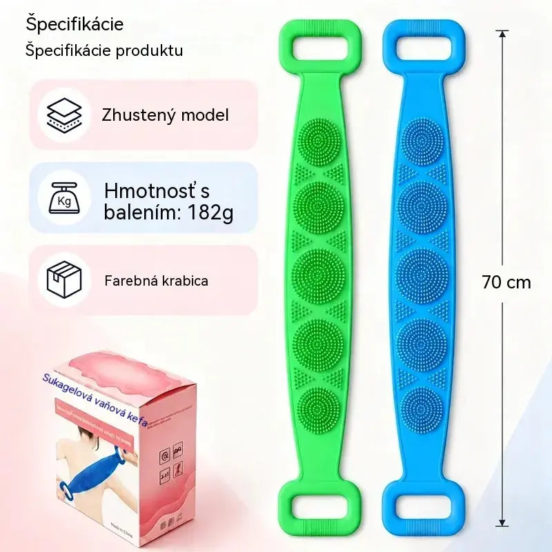 🔥Kupte 1, získejte 1 zdarma🔥🛁 Oboustranná silikonová rukavice do koupele – extra dlouhá tělová drhnoucí houbička pro snadné čištění zad
