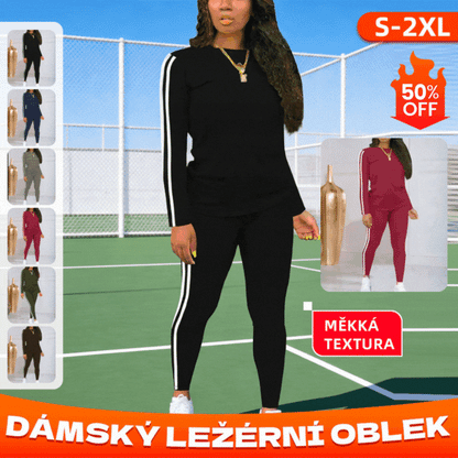 🍁Kupte 1 kus a získejte 1 zdarma🍂 Dámský pruhovaný dvoudílný set s dlouhým rukávem a kalhotami Ležérní, stylový a pohodlný, ideální pro každodenní nošení venku.