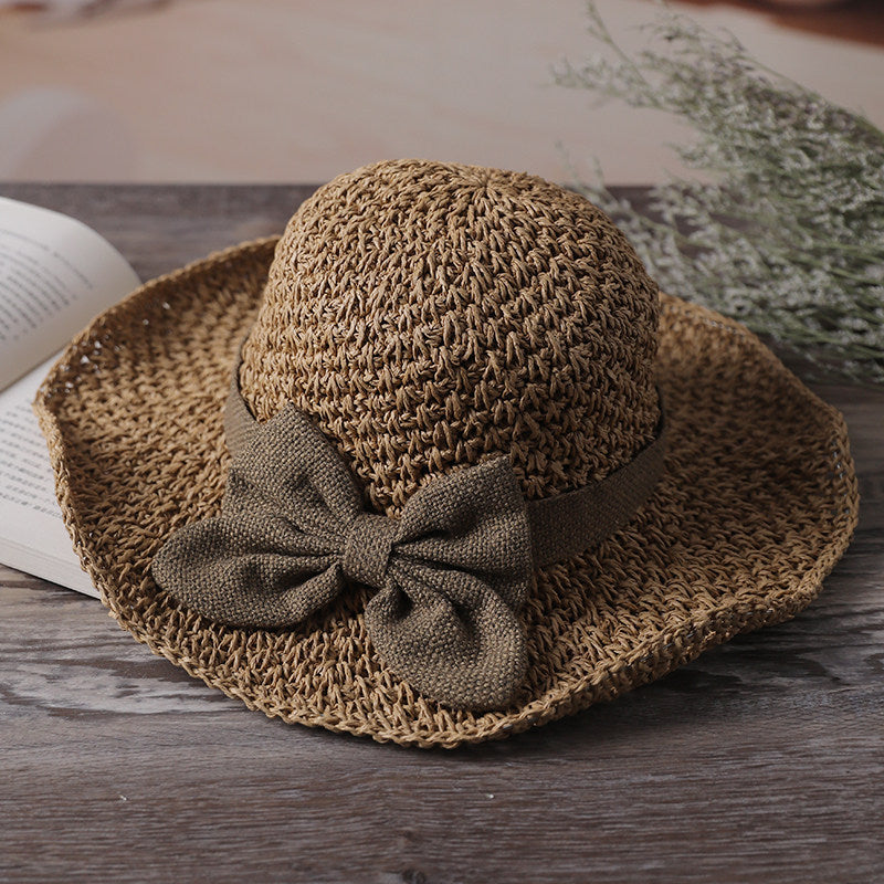 🎀🎀 50% SLEVA 👒 | Retro slaměný klobouk s mašlí – skládací a prodyšný na léto