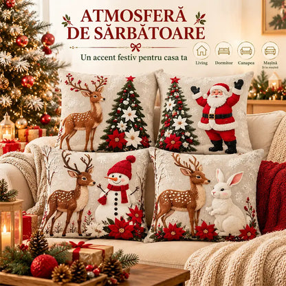 🎄 Vánoční povlaky na polštáře (sada 4 kusů) · Dodejte svému domovu bohatou sváteční atmosféru