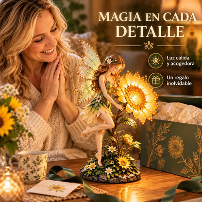 💥 50% sleva 🌿 Stolní lampa s motivem slunečnic a víl ✨ Teplé světlo, přírodní inspirace pro dekoraci