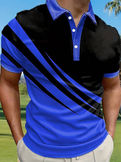 🔥【Kúpte 1 a získajte 1 zadarmo】👔【S-6XL】Nová letná pánska pruhovaná 3D košeľa POLO s potlačou