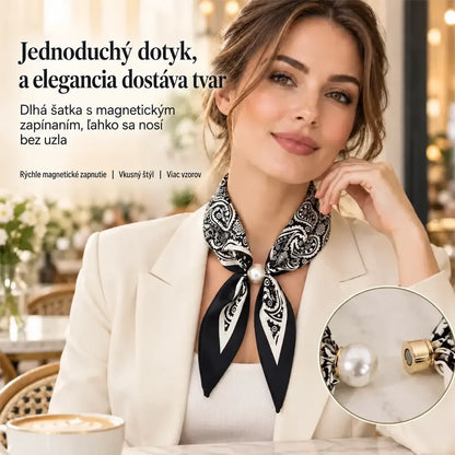 ✨ Šátek s magnetickým zapínáním a perlou — elegantní řešení pro každodenní styl, rychlé a bez vázání.