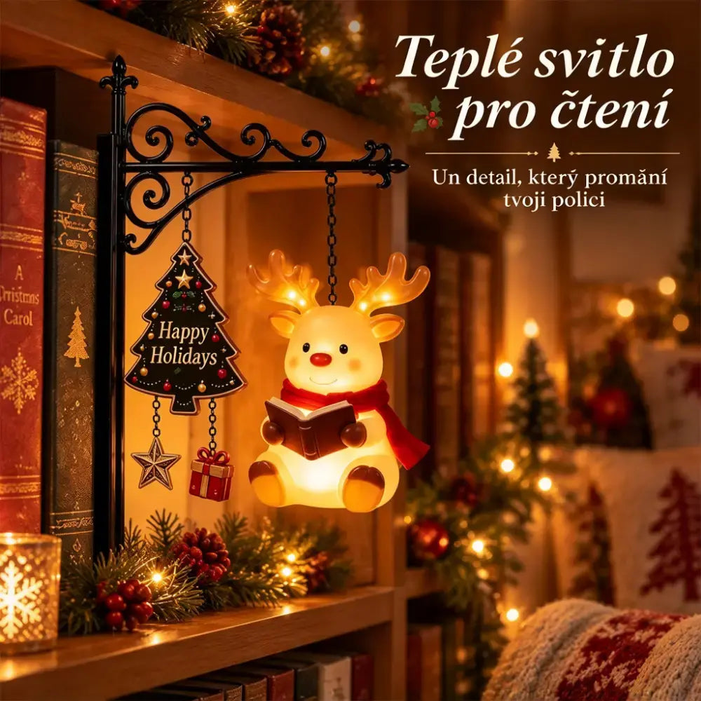 🎅💡Dekorativní osvětlená ozdoba na knihovnu s vánoční tematikou