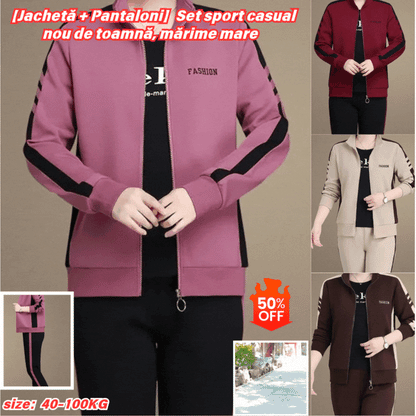 🔥Časově omezená speciální nabídka🔥【M-5XL】【Bunda + kalhoty】😍 Nový podzimní ležérní sportovní set, velká velikost
