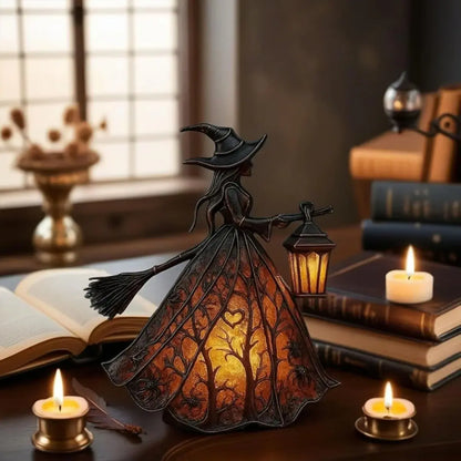 🧙‍♀️ Čarodějnická lampa – děsivá gotická lucernová dekorace, unikátní stolní lampa jako ozdoba, noční světlo s nožičkami, vhodné do domácnosti, na verandu, do kanceláře i na výzdobu oslav.